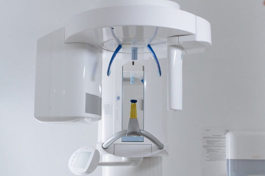 white with blue parts x-ray machine