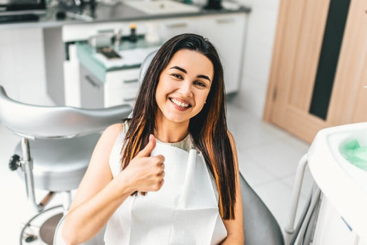 woman smiling in dental chair